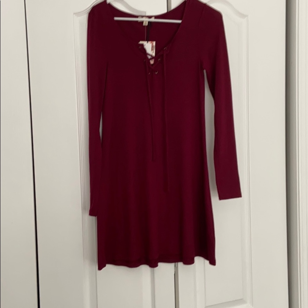 loose dress with laced up front